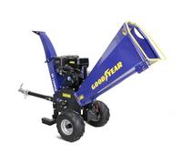Goodyear - Broyeur de branches à essence (15 ch / 420 cc), capacité 120 mm, déchiquetage à rouleaux, productivité 5-8 m³/h, comprend démarrage électrique et grandes roues