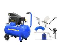 Goodyear - Compresseur avec accessoires air/peinture 50 litres. Capacité d'aspiration 210 litres/minute. 2 800 tr/min. Pression nominale 8 bar/115 PSI. Régulateur robuste avec connexion rapide