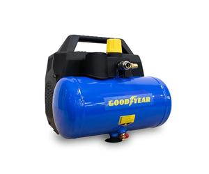Goodyear - Compresseur sans huile de 6 L, Capacité d'aspiration de 207 l/min, 6 L de débit aspiré, 3600 tr/min, 8 barres, Soupape de sécurité CE, Idéal pour le bricolage à domicile