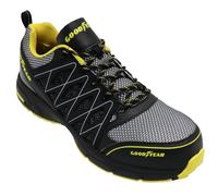 Goodyear Herren Sicherheitsschuhe S1P SRA HRO - Metallfrei Leicht Atmungsaktiv, Arbeitsschuhe Komfortabel Rutschfest Workwear Safety Sneaker (Noir/Jaune, 47 EU)