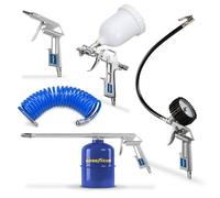 Goodyear - Kit de compresseur d'air professionnel 5 pièces (pistolet à souffler, pistolet à huile, pistolet à peinture, pistolet de gonflage, tuyau spiralé)