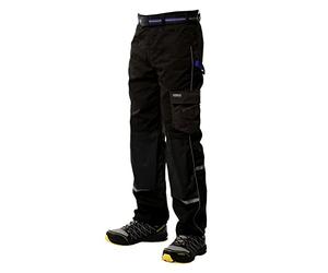 Goodyear Workwear Pantalon De Travail De Sécurité Réfléchissant Cargo Multi-Poches Flexible Pour Homme, Noir/Bieu Royal, 36" Taille Jambe Régulière (32")