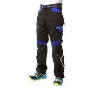 Goodyear Workwear Pantalon De Travail De Sécurité Réfléchissant Pour Hommes Flex Genou Multi Poches Genouillère, Noir/Bieu Royal, 36" Taille Jambe Longue de 34"