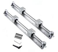 GooEquip Guide linéaire SBR20 200 mm 2 rails linéaires et 4 blocs de roulement avec butée de rail SBR20, longueur du rail linéaire 200 mm rails linéaires pour imprimante 3D pièces CNC