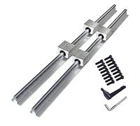 GooEquip Lot de 2 rails linéaires SBR12 - 600 mm - Avec 2 arbres de guidage linéaire et 4 blocs de roulement SBR12UU - Kit de rails de guidage pour tours