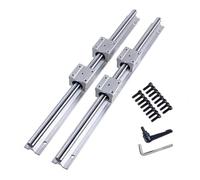 GooEquip Rail de Guidage Linéaire SBR16 1000mm, 2PCS Rails Linéaires 1000mm et 4PCS Blocs Roulement Glissières à Roulement Linéaire pour Machines Automatisées Routeurs CNC Tours