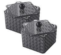 GOOHOCHY Boîte de Rangement Maquillage Acrylique Noir 2pcs Couvercle pour Cotons et Accessoires, Organisateur Élégant pour Salle de Bain ou Coiffeuse