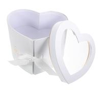 GOOHOCHY Boîte Présent Cœur Blanche à Double Couche Rotative, Boîte D’emballage Décorative pour Bouquet, Coffret Présent pour Saint-valentin et Occasions Festives, Rangement Stable