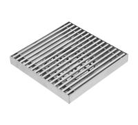 GOOHOCHY Bonde de ronde en acier inoxydable 304 15 x 15 cm avec tige complète, grille d'évacuation carrée pour extérieur, patio, jardin et cour, tuyaux 100/110 mm