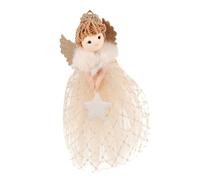 GOOHOCHY Cimier Ange Sapin Doré Décoratif Tissu Ornement Lumineux pour Décoration Sapin Noël Figurine Ange Noël à Suspendre pour Fêtes et Ambiance Chaleureuse