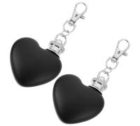 GOOHOCHY Flasque en Acier Inoxydable 30ml de Cœur Porte-clés et Clip Suspendu, Mini Flasque Noire pour Camping en Plein Air, Lot de 2 Pièces