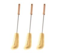 GOOHOCHY Goupillon à Longue Tige 3pcs en Bois et Nylon Brosse de Nettoyage pour Bouteilles Crochet à Suspendre, Compatible Lave-vaisselle Cuisine et Biberons