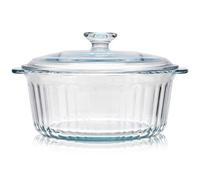 GOOHOCHY Plat à Four en Verre de 4 L Couvercle, Cocotte Ronde pour Cuisson Homogène, Adaptée la Préparation de Plats Four