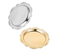 GOOHOCHY Plateau de Service Vintage en Fer Rond 2pcs, Plateau Métallique Élégant pour Bonbons et Collations, pour Fête et Table de Desserts
