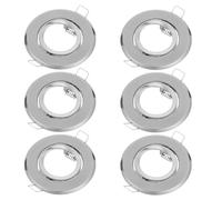 GOOHOCHY Support de Spot Encastrable Réglage D'angle Flexible 6 Pièces Mr16 Gu10 en Fer Argenté Logement Rotatif Multiangles pour Plafonds en Plaques de Plâtre