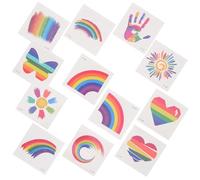 GOOHOCHY Tatouages Temporaires Dégradé Arc-en-ciel 24pcs Transfert Rapide Motifs Clairs et Design Coloré Plusieurs styles Autocollants Visage pour Parades Plusieurs styles