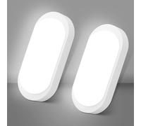 GOOSKI 2 Pièces Lampe LED pour Cave avec Détecteur de Mouvement, 12W 1200LM IP65, Plafonnier Mural Ovale 4000K Blanc Neutre, pour Escalier Garage Couloir Pièces Humides