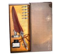 GOOTHDY à plumes gravé en métal rétro avec encres et 5, Coffee | plume antique, coffret, encrier rechargeable pour écriture artistique débutante