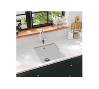 vidaXL Évier de cuisine en granit Bassin simple Blanc