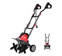 GOPLUS 1200W Motobineuse Électrique 6 Lames, Motoculteur Puissante avec Profondeur de Travail 22CM, Interrupteur à Double sécurité avec Roue pour Jardinage et Cultivateur