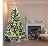 Sapin noel artificiel lumineux à charnière floquée avec 550 lumières led 230cm