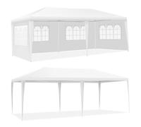 GOPLUS 3x6M Tonnelle Tente de Réception 4 Bâches avec Fenêtres,Pergola avec Piquets et Cordes,Tissu Étanche/Résistant au Soleil