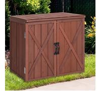 GOPLUS Armoire de Jardin à Outils en Bois de Sapin,avec Portes à Fermeture Magnétique et Poignée Métallique,77x56x72CM
