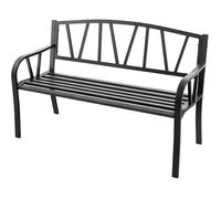 GOPLUS Banc de Jardin Extérieur en Métal pour 2-3 Personnes,avec Dossier Haut-Accoudoirs Arrondis,Charge 300KG,128x57x86CM,Noir