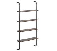 GOPLUS Bibliotheque à 4 Niveaux Murale en Forme d'Échelle, Etagere Murale de Rangement avec Cadre Métallique, Style Industrielle Tubulaire, Rangement Suspendue pour Salon, Chambre, Cuisine, Café