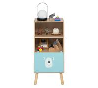 GOPLUS Bibliothèque en Bois pour Enfants à roulettes, Étagère de Rangement à 2 Niveaux pour Jouets d’Enfants, Bibliothèque Double Face en Bois pour Enfants, pour Chambre, Salle de Jeux