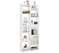 GOPLUS Bibliothèque Étagère à 6 Niveaux, Bibliothèque avec 10 Cubes Ouverts, 2 Étagères Supérieures, Pieds Antidérapants, Kit Anti-basculement, pour Salon, Bureau,65x19,5x162cm (Blanc)