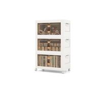 GOPLUS Boite Rangement en Plastique avec roulettes, Organisateur à 3 Niveaux avec 1 Couvercle, Pliable et Empilable, 35L par Niveaux, Caisse de Rangement, 2 Porte Magnétique, pour Salon, Chambre