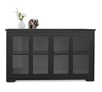 GOPLUS Buffet Commode Bas avec 2 Etagères, Tablette Hauteur Réglable, Vaisselier/Bahut de Cuisine avec Porte Coulissante, Meuble de Rangement en MDF, 106,5 x 33 x 62,5 CM, Noir