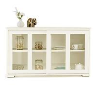 GOPLUS Buffet Commode Bas avec 2 Etagères, Tablette Hauteur Réglable, Vaisselier/Bahut de Cuisine avec Porte Coulissante, Meuble de Rangement en MDF, 106,5 x 33 x 62,5 CM, Beige