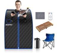 GOPLUS Cabine de Sauna à Vapeur Portable 3L 1000W avec Chaise Pliante,Température Réglable à 9 Niveaux et Minuterie 15-90Mins,Noir