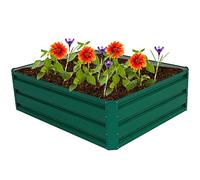 GOPLUS Carre Potager de Jardin 100 x 80 x 30 CM, Jardinieres Exterieur Métallique avec Fond Ouvert en Plein Air, Haut pour Légumes, Fleurs, Fruits, Herbes, pour Patio, Jardin, Serre, Gris Foncé