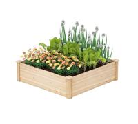 GOPLUS Carre Potager en Bois de Sapin, 102 x 102 x 30 CM, Jardinieres Exterieur avec Fond Ouvert, pour Fleurs, Légumes, Herbes, Fruits, Plate-Bande Surélevée pour Cour et Balcon (102x102x30CM)