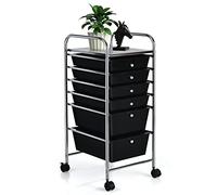 GOPLUS Chariot de Rangement à Roulettes Verrouillable 6 Tiroirs Amovibles, Desserte à Roulettes Mobile avec Plateau et Poignée Latéral, Silencieux, Cadre en Métal, 37x32,5x74,5CM, pour Chambre, Bureau