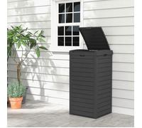 GOPLUS Composteur 118L - Poubelle d'Extérieur avec Couvercle Rabattable et Bac d'égouttement Extractible - Noir