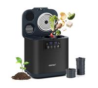 GOPLUS Composteur Cuisine Électrique de 4L avec Couvercle, Auto-nettoyant, Affichage LED, Poubelle Compost Cuisine Intelligent pour Transformer Déchets Alimentaires en Engrais Sec, Noir