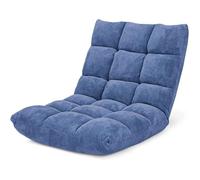 GOPLUS Coussin de Sol,Dossier Inclinaison Réglable sur 14 Niveaux, Paresseux Fauteuil avec Velours Corail,105 x 56 x 15CM (Bleu)