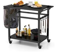 GOPLUS Desserte Jardin,Chariot de Barbecue avec 4 Roues Verrouillables,Plancha avec 4 Crochets et Étagère,108x50,5x88CM,Charge 50KG
