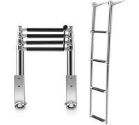 GOPLUS Échelle de Piscine Ponton À 4 Marches, Plateforme de Natation avec Marches, Échelle Extensible Pliante, Charge 227KG
