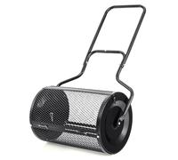 GOPLUS Épandeur de Compost d68cm pour Pelouses et Jardin, Capacité 75L, Épandeur en Treillis Métallique avec Double Loquets Latéraux, Épandeur de Fumier, de Terreau et de Paillis Roulant (Noir)