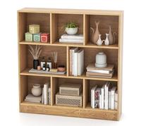 GOPLUS Étagère 8-Cube, Bibliothèque de Rangement à 3 Niveaux avec Compartiments Ouverts, 2 Kits Anti-basculement, Armoire Basse pour Livres & Jouets, 100 x 24 x 104 cm, Naturel/Blanc