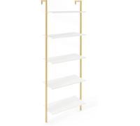 GOPLUS Étagère Échelle 5 Niveaux,Protection Anti-basculement,Cadre en Métal,Pieds Réglables,pour Salon,64x29,5x178cm