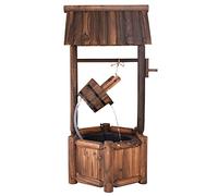 GOPLUS Fountaine Décoration pour Jardin Extérieur en Bois de Sapin, Pompe Électrique, 58,5 x 51 x 117 CM, Marron Rustique