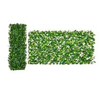 GOPLUS Haie Artificielle Décoratif, Brise-Vue Clôture Extensible en Eucalyptus Synthétique du Vrai Saule, Protection Solaire, pour l'Intérieur et l'Extérieur, Vert + Jaune