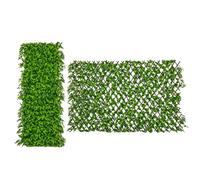 GOPLUS Haie Artificielle Décoratif, Brise-Vue Clôture Extensible en Eucalyptus Synthétique du Vrai Saule, Protection Solaire, pour l'Intérieur et l'Extérieur, Vert