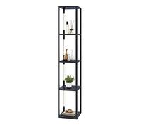 GOPLUS Lampadaire Étagères 4 Niveaux, Lampadaire de Salon sur Pied avec 3 Luminosités Réglable & Poteaux LED Rotatifs, Style Moderne, pour Bureaux, Salons, Chambres, 29 x 29 x 164 CM, Noir (Noir)